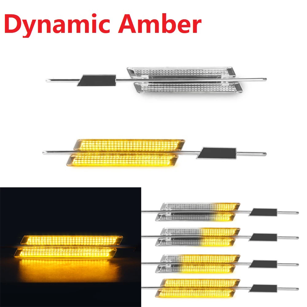 2Pcs LED Dynamic Amber Turn Signal Sequential Indicator Light Side Marker For  E - £142.92 GBP