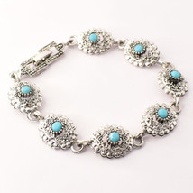 Blue Chalcedony Faceted Handmade Fashion Marcasite Bracelet Jewelry 7-8&quot; SA 1293 - £4.78 GBP