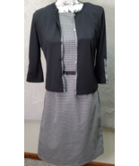 Two Piece Set Rabbit Cardigan &amp; Dress Women&#39;s Size 4 White Black Gingham... - $44.34 CAD