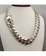 Iced Out 24MM Cuban Chain VVS1 D Color Moissanite 925 Silver Miami Link ... - $780.00