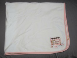 Gymboree 2006 When In Rome Baby Girl Cotton Blanket White Pink Scooter Cafe - £55.38 GBP