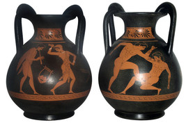 Ancient Greek Kostida Vase w Olympic Games Boxers Museum Replica Reproduction - £131.56 GBP