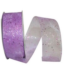 Lavender Sheer Glitter Ribbon - 1 1/2&quot; x25yds, 100% Nylon - 2 Pack (50yds Total) - £11.06 GBP
