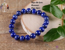 Natural Lapis Lazuli Crystal Bracelet Gemstone Handmade Round Beads Bracelet 8MM - £9.55 GBP