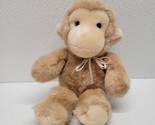 Vintage 1988 Kinder Gund 10&quot; Plush Brown Rattle Bunky Monkey Ribbon Bow - £31.67 GBP