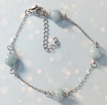 Aquamarine Station Bracelet in Rhodium Over Sterling Silver (7.50-9.0In) 15.30ct - £20.11 GBP