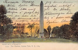 New York Ciity Ny~Central PARK-THE OBELISK~1907 Rotograph Tinted Photo Postcard - £9.16 GBP