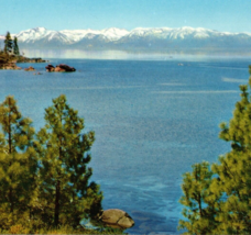 Lake Tahoe Snow Capped Sierras Nevada Shore Vintage Postcard - $14.95