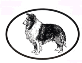 Shetland Sheepdog Decal - Dog Breed Oval Vinyl Black &amp; White Window Sticker - £3.19 GBP