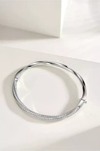3Ct Round Simulated Twisted Bangle Women&#39;s Bracelet 14k White Gold Plated Silver - £202.54 GBP