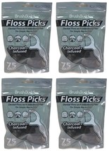 ( LOT 4 ) B.BUDDIES CharcoaLinfused Floss Picks 75-ct/pack= Total 300 Floss - $24.74