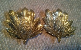 VTG Set Virginia Metalcrafters Brass Chrysanthemum Leaf Christmas Dish 3... - $52.99