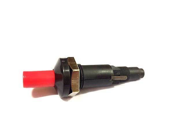Push-button piezo with external grounding prong, mounting nut and 2 outlets - $13.22