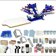  4 Color 1Station Silk Screen Printing Start Kit Ink Squeegee DIY Supply - £693.35 GBP