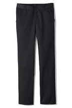Lands End Uniform Junior Size 3, 27&quot; Inseam Plain Front Chino Pant, Black - £13.28 GBP