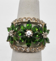 925 Sterling Silver Emerald &amp; Quartz Ring Size 5.5 - $58.22