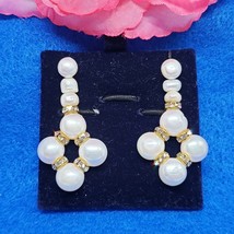 White Button Pearl EARRINGS Convertible - Dangle or Stud Post Earrings - £12.73 GBP