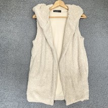 Knapp Studio Duster Sweater Women S Sherpa Sleeveless Open Front Hoodie Vest Top - $11.36