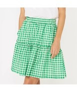 DRAPER JAMES Green White Gingham Check Tiered Pull On Cotton Mini Skirt ... - $35.00