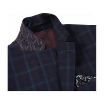 Men's Soft Wool Sport Coat English Plaid Window Pane 556-7 Plum Blue Renoir image 5
