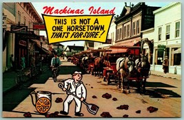 Comic Shoveling Horse Manure Mackinac Island Michgian MI UNP Chrome Postcard A11 - £3.84 GBP
