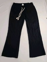 Roxy Women Pants Size XS Black Paperbag Flax Linen Blend Wide Leg 27&quot; In... - £17.11 GBP