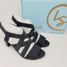 LifeStride Women&#39;s Heeled Sandals Size 7.5 W Charlotte Black - £37.82 GBP