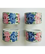 Vtg Audrey Floral Napkin Rings Porcelain Ceramic Shabby Cottage Setof4 P... - $34.24 CAD