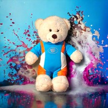 Build A Bear Lil&#39; Coconut Cub Cream 16&quot; Teddy Bear W/ BAB Surf Suit - $10.19