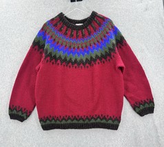 Icelandic Design Fair Isle Nordic Mohair Wool Nylon Sweater Red Size XL - $701.95 MXN