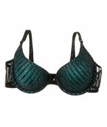Hers By Herman Bra Black Lace Stripe Size 38B Emerald Green Under Tone New - $258.07 MXN
