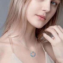 Circle Necklace with Austrian Crystal Jewelry for Women Teen Girls Birthday Gift - £19.63 GBP