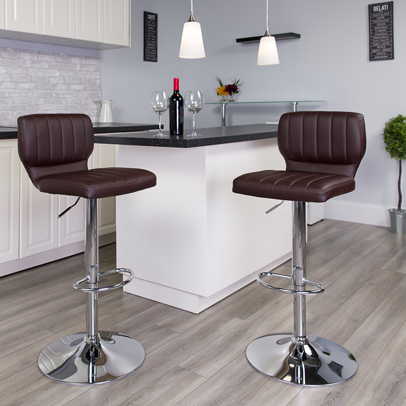 Brown Vinyl Barstool CH-132330-BRN-GG