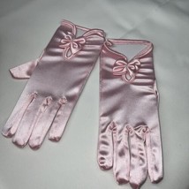 Women&#39;s Pink Short Wrist Gloves Smooth Satin Party Dress Prom Evening Wedding - £6.85 GBP