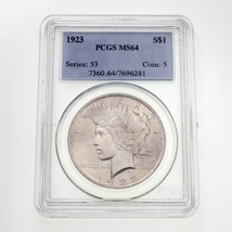 1923 Argent Paix Dollar Classé Par PCGS Comme MS-64 ! Superbe Pièce de M... - $125.92