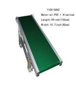 Adjustable Height 110V 59&quot;Lx15.7&quot;W Green PVC Belt Inclined Wall Conveyor... - $1,109.79