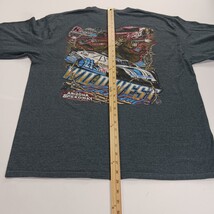 Gildan Ultra Cotton WILD WEST SHOOTOUT Mens Green Graphic T-Shirt Long Sleeve XL image 7