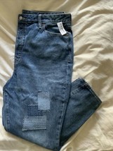 Old Navy Jeans Women 18 Blue Patches O.G. Straight High Rise Button Fly ... - $28.70