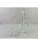 Pair of Vintage Decorative Pressed Glass Flower Marriage Baskets E694 - $1,130.76 MXN