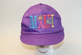 Maui Hawaii Baseball Cap Hat Adjustable Snapback Purple 80s Colors Embro... - $12.86