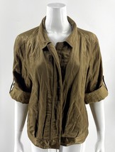 Eileen Fisher Womens Jacket Size L Metallic Bronze Brown Roll Tab Sleeve... - £26.70 GBP