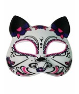 Black Light Cat Gato Masquerade Mardi Gras Halloween Mask - £10.87 GBP