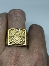 Vintage Gratis Mason Herren Ring Goldener Edelstahl Größe 12 - £31.54 GBP