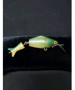 Vintage Woods Mfg Jointed Tail Green Minnow Crankbait Fishing Lure Old - $11.78 CAD