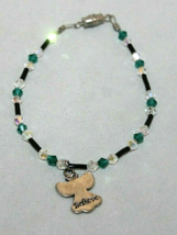 Angel Charm Fashion Bracelet Black, Clear &amp; Green With Barrel Closure 8&quot; Long - £6.84 GBP
