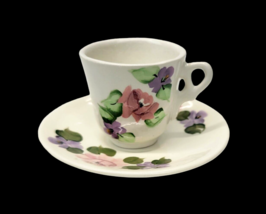 Vintage PASCO Miniature Cup &amp; Saucer Child Tea Set Floral Demitasse 1.75&quot; Signed - £10.40 GBP