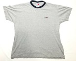 Vintage Tommy Hilfiger Jeans T-Shirt Uomo L Logo Gray Spellout Manica - £9.07 GBP