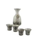 Pottery Wine Vino Carafe Decanter &amp; Glasses Cups stamped Pottery Kraft USA - $40.12