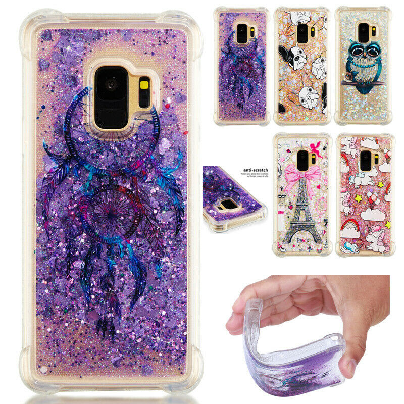 Painted Shockproof Glitter Quicksand Soft Cover Case For Samsung Galaxy Phones