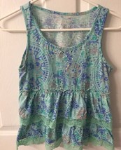 Justice Girls Size 16 Cami or Tank Top With Ruffles, Lace, and Rhinestones - $12.19